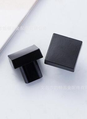 四方黑色单孔抽屉拉手合金家具橱柜门合金拉手复古拉头简约拉手黑