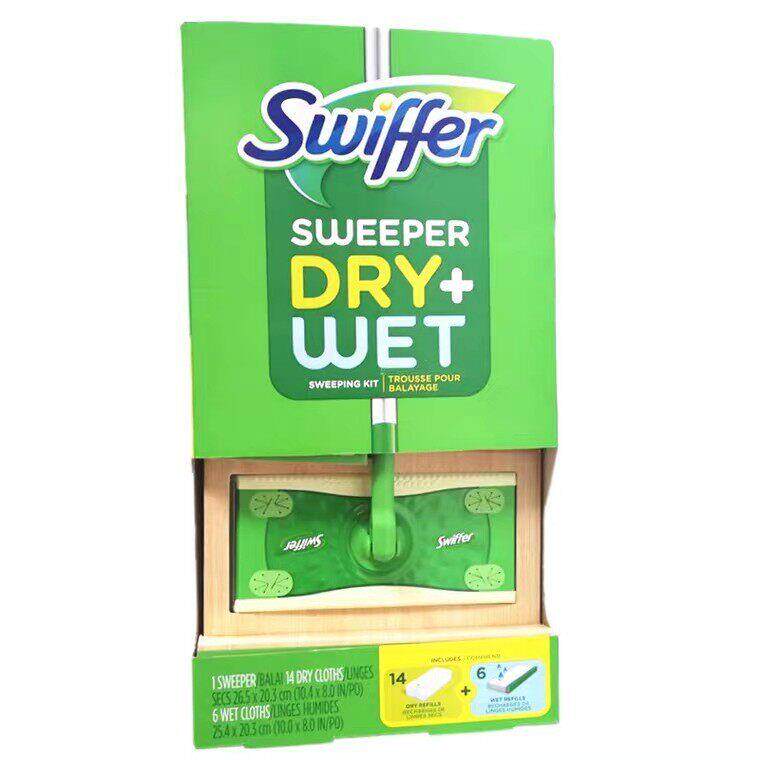 现货~美国Swiffer静电吸尘夹固两用拖把除尘撢子免洗布干 干湿巾