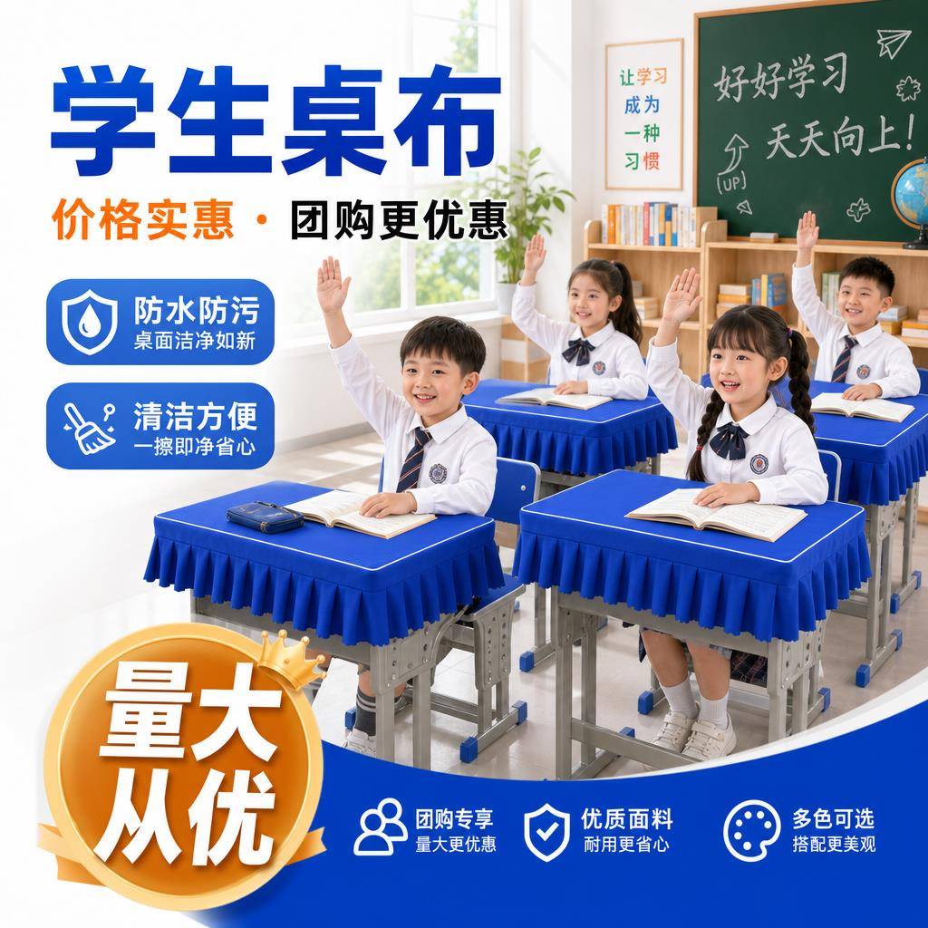 开学新款防水课桌罩小学生办公桌防尘防墨水班级统一采购课桌桌布