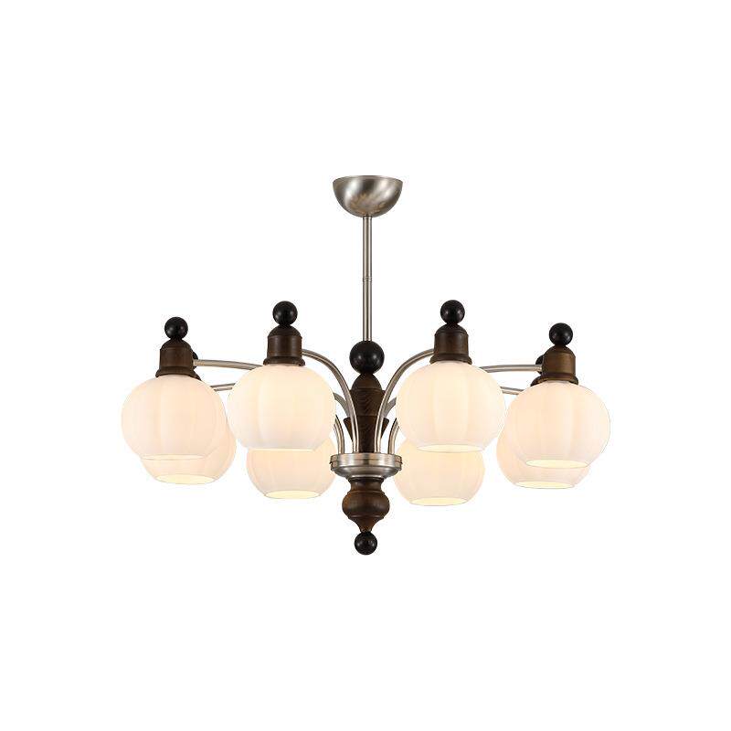 中古风白蜡木客厅吊灯法式复古实木餐厅灯美式主卧室魔豆灯