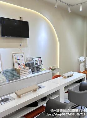 烤美甲桌三子单尘人双人人修漆甲工作台实KJZ木凹槽配吸器网红操