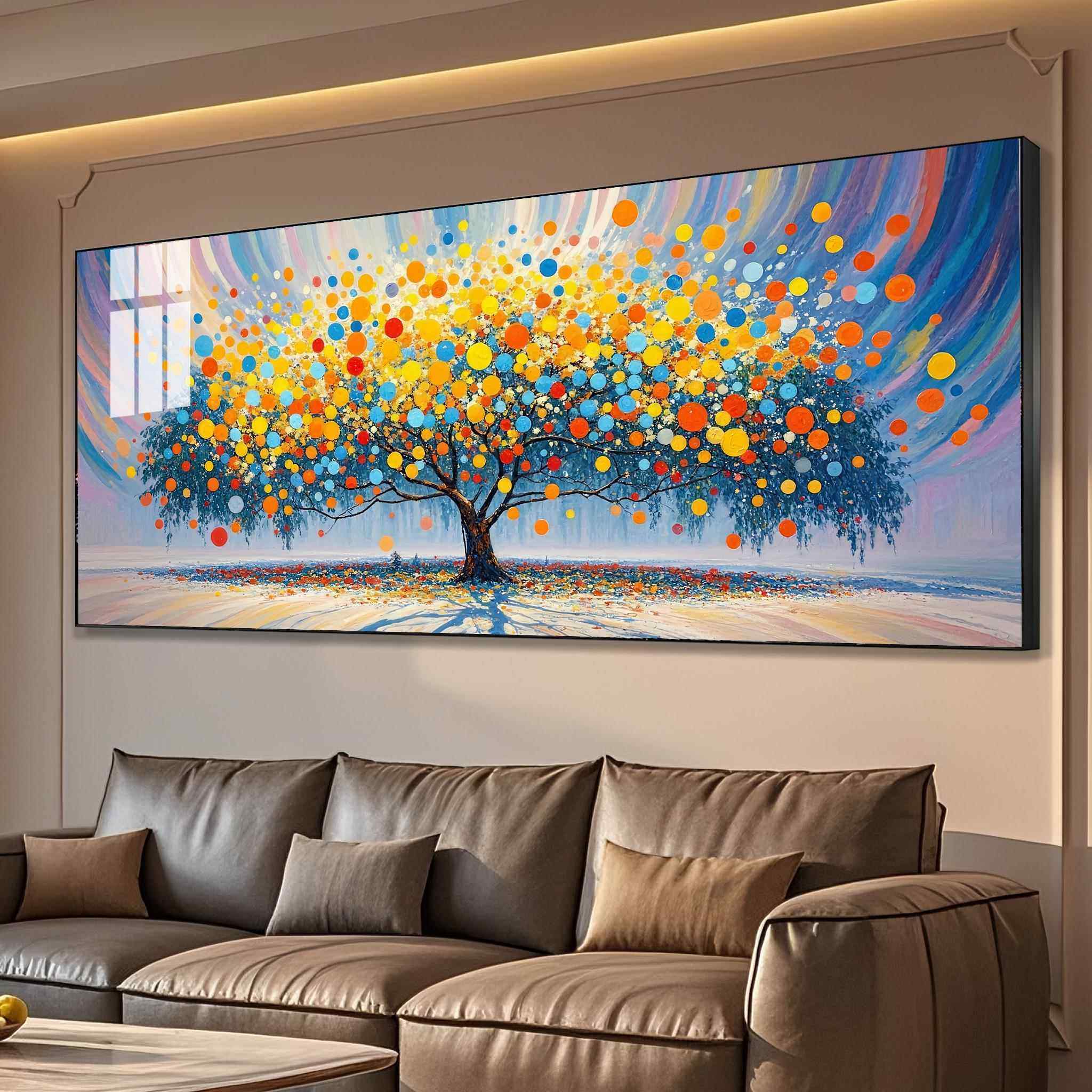 2025年新款发财树沙发背景墙挂画客厅装饰画大气现代简约酒店房间