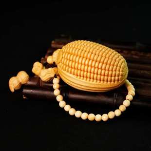 实心竹把件文玩竹雕玉米大丰收带花生白菜竹链竹环配饰颗颗饱满