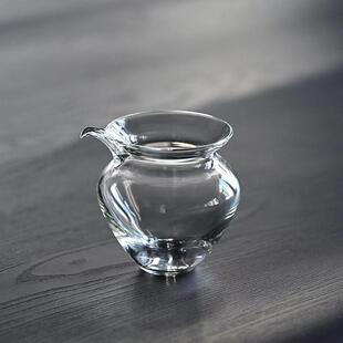 厂家高硼硅玻璃分茶器家用功夫茶具高透亮茶海钱袋鹰嘴公道杯
