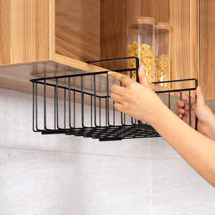 9WOR厨房橱柜下挂置物架 304不锈钢吊柜下挂篮柜内悬挂收纳柜子下