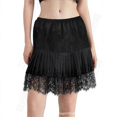 Women Lace Skirt Summer Floral Pleated Slip Stretchy Waist