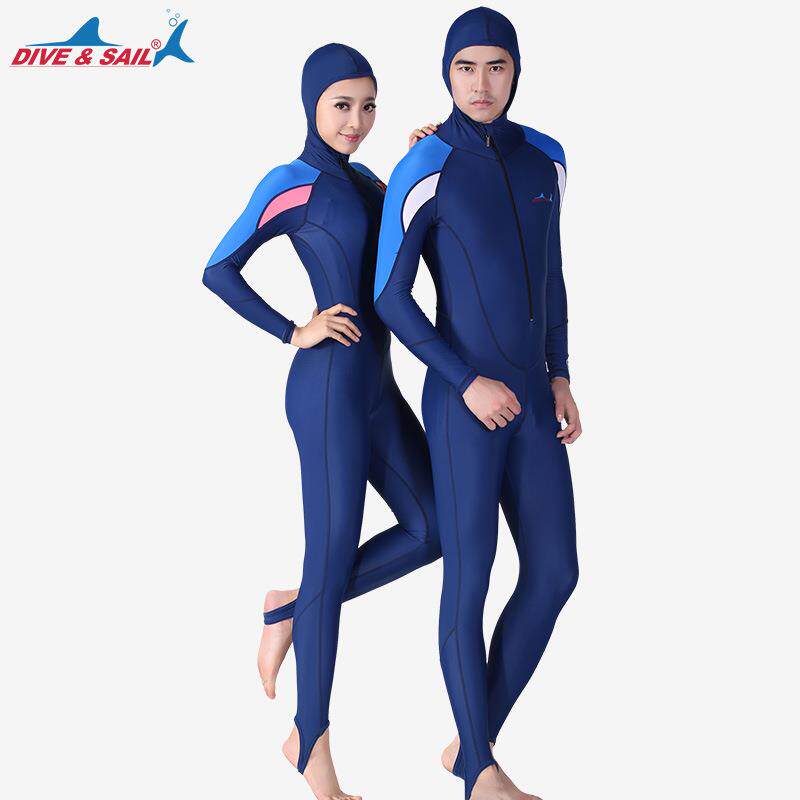 DIVESAIL浮潜潜水服男女连体带帽防晒潜水衣沙滩冲浪水母泳衣泳装
