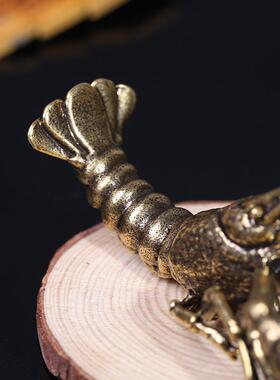 直销新款小玩意文玩收藏品中式小龙虾茶宠小摆件手工小铜器黄铜