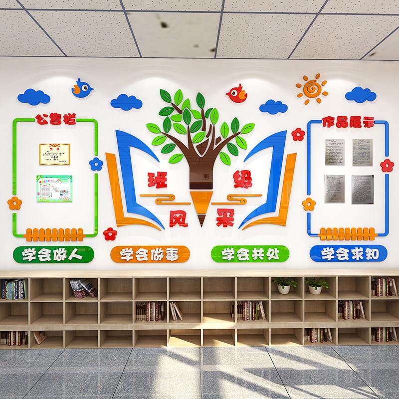 班级文化壁纸灵感3D墙面贴纸儿童房间墙面装饰不干胶学生教室黑板