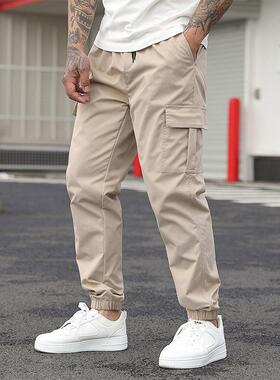 Work pants, single pants, drawstring, multiple pockets,