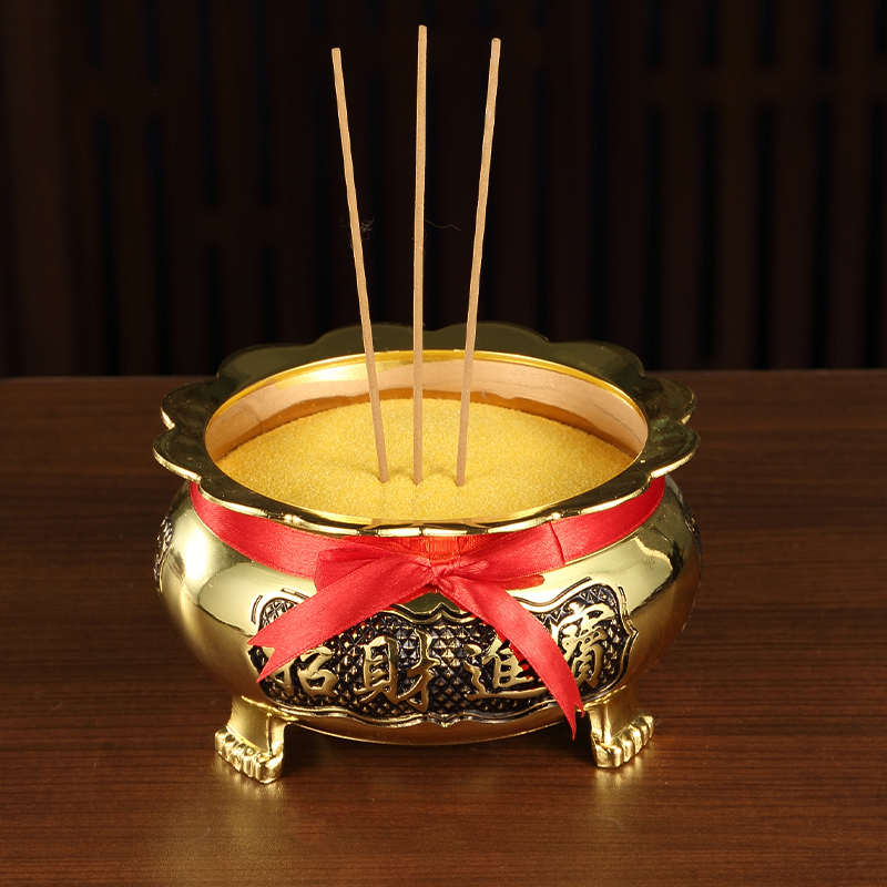 佛具用品 合金莲花香炉家用供佛三足烧香炉礼佛焚香炉室内香薰炉
