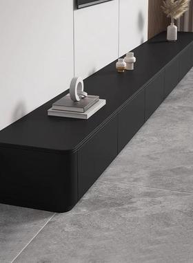 岩板电视柜落地茶几组合客厅现代简约小户型高级黑色实木电视机柜