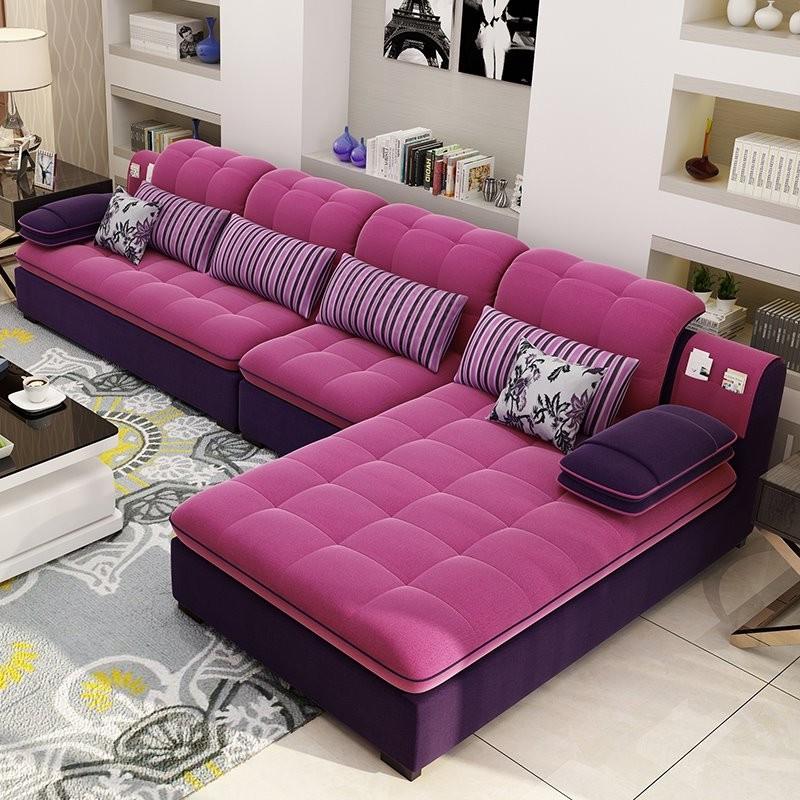 布艺沙发客厅现代简约小户型整装贵妃可拆洗家用转角L型新款组合