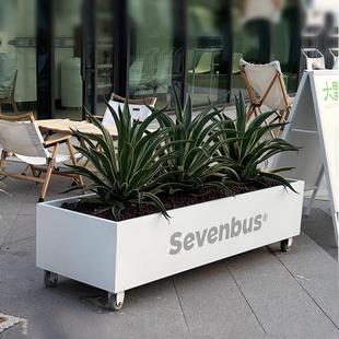 户外可移动花槽铁艺花箱组合种植箱外摆花坛带万向轮子花盆定制