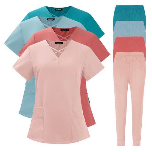 Elastic work clothes, nurse's short sleeved thin