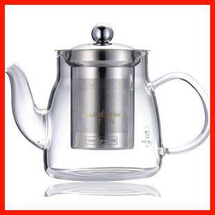 正品创虹T-600飘逸杯 不锈钢过滤花茶壶 卡口式茶艺杯 耐热玻璃壶
