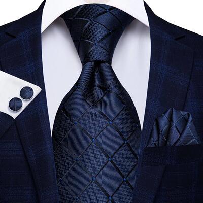 Hi-Tie Blue Business Solid 100% Silk Men