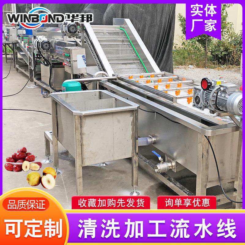 全自动果蔬喷淋气泡清洗机 山楂红枣冬枣清洗机 大型净菜加工设备
