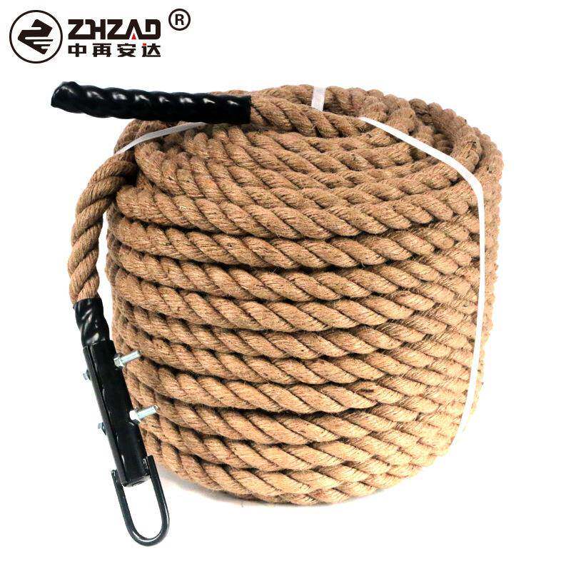中再麻绳攀爬绳三股钢丝芯黄麻户外体能健身房臂力训练绳索爬绳