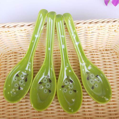 Melamine green spoon with hook, resin spoon, melamine tablew