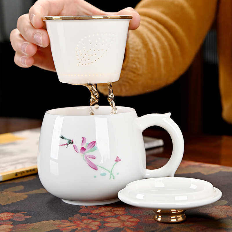 羊脂玉主人杯防烫带把陶瓷泡茶杯宝石黄大号喝茶杯个人专用品茶杯,餐饮具,马克杯,淘宝优惠券,粉丝福利购,淘宝优惠卷