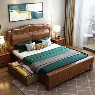 3Y实木F759MTH7床18米主卧1双人人婚床.5单床经济型家.用高箱储物