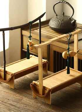 手果提茶工点盘竹制品桌面盘收盒家用中式复WHQ古纳手竹制茶具收