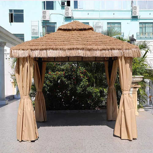 户外凉亭别墅庭院家用四角茶水亭院子农家乐假毛草稻草茅草屋雨棚
