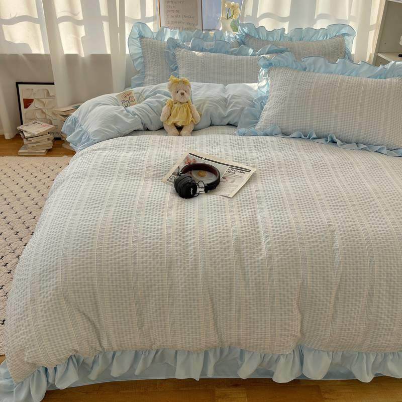 05爆款A类泡泡纱提IQO花公棉主2格2水洗四件套