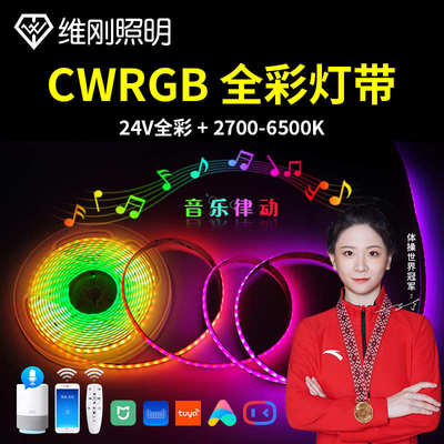 cob灯帶led追光流水灯带rgbcw智能幻彩灯带led条自粘高显指超亮24