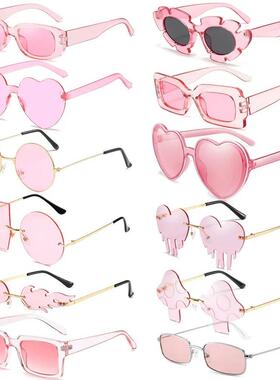 Lovely Pink Color Heart Square Sunglasses Jelly Color Sun Gl