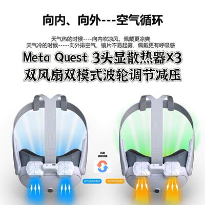 Meta Quest3散热风力强劲风扇双模式遮光面罩防漏光减少脸部压力