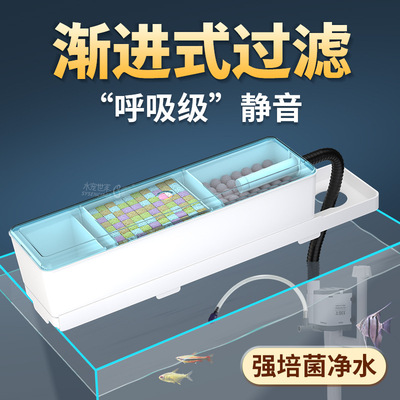 鱼缸上置过滤盒子干湿分离过滤槽水族箱顶部循环过滤盒上滤盒
