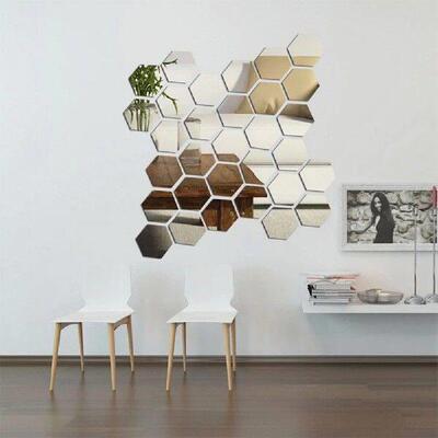 Wholesale Hexagonal Mirror Acrylic Wall Stickers, Home