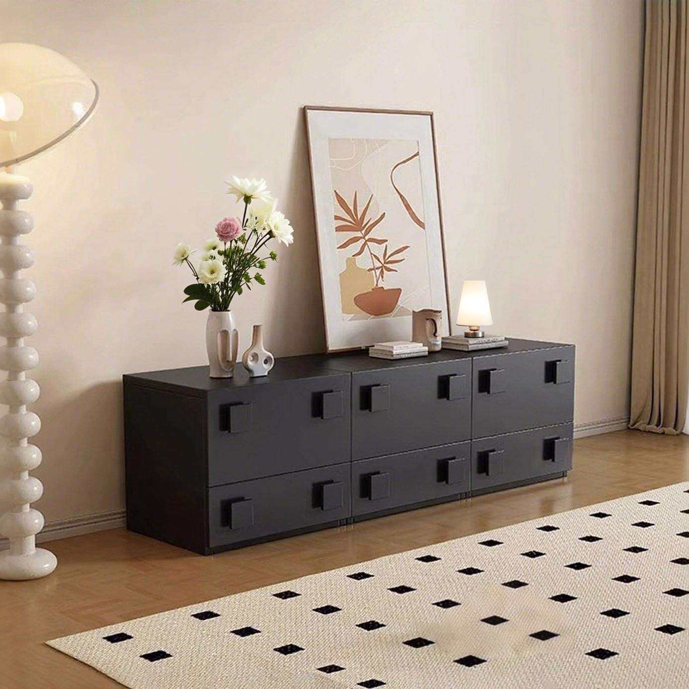 中古风实木卡门柜落地客厅收纳储物柜一体电视柜小户型复古风斗柜