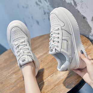 欧洲站运动女鞋增高小白鞋2025新款真皮鞋子春款厚底松糕休闲 板