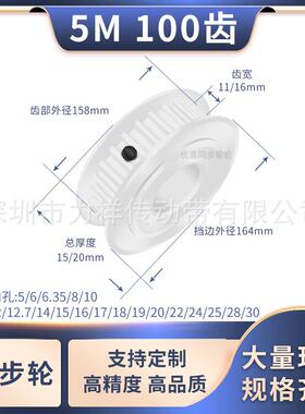 同步带轮5M100齿AF型齿宽11/16内孔101215192026齿形带同步轮TD5M