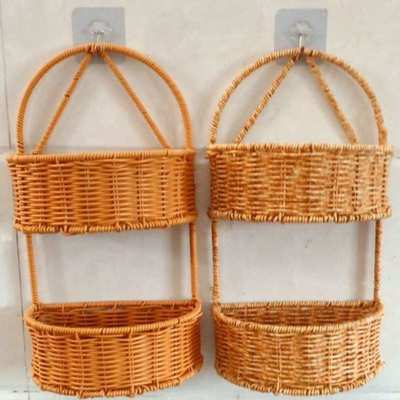 仿藤编织篮姜蒜收纳篮橱柜挂篮挂墙收纳篮子厨房沥水挂篮壁挂薇妍