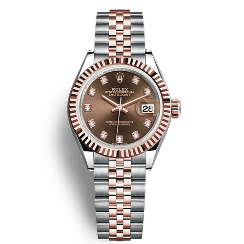 全套[9.8新]劳力士女装日志型钢/18K玫瑰金自动机械手表女279171