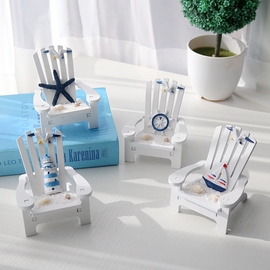 地中海风格木制迷你沙滩椅家居儿童房装饰摆件手机座创意饰品道具
