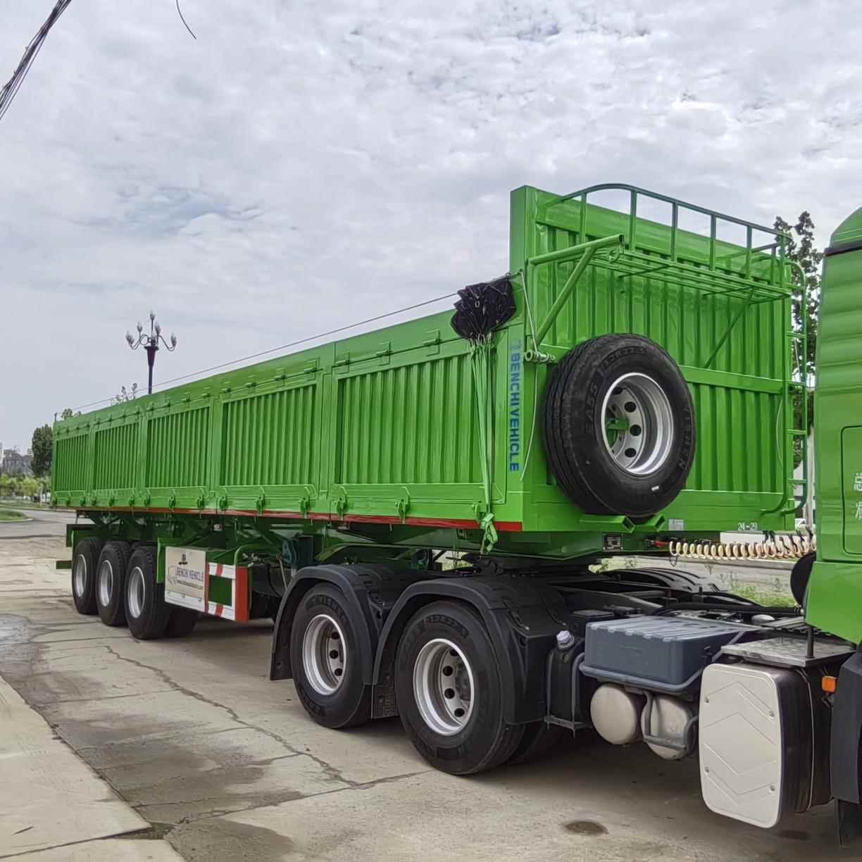 出口骨架式侧翻半挂车 平板箱式侧翻半挂车 自卸车 骨架车
