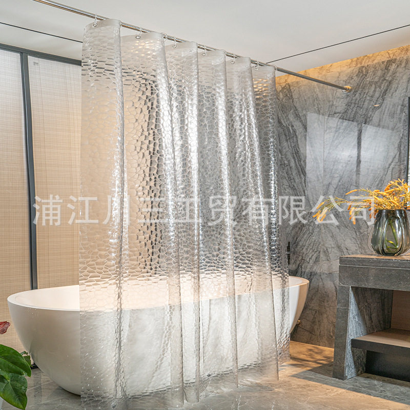 pvc防水浴帘3d浴室帘鹅卵石窗帘卫生间门帘现货