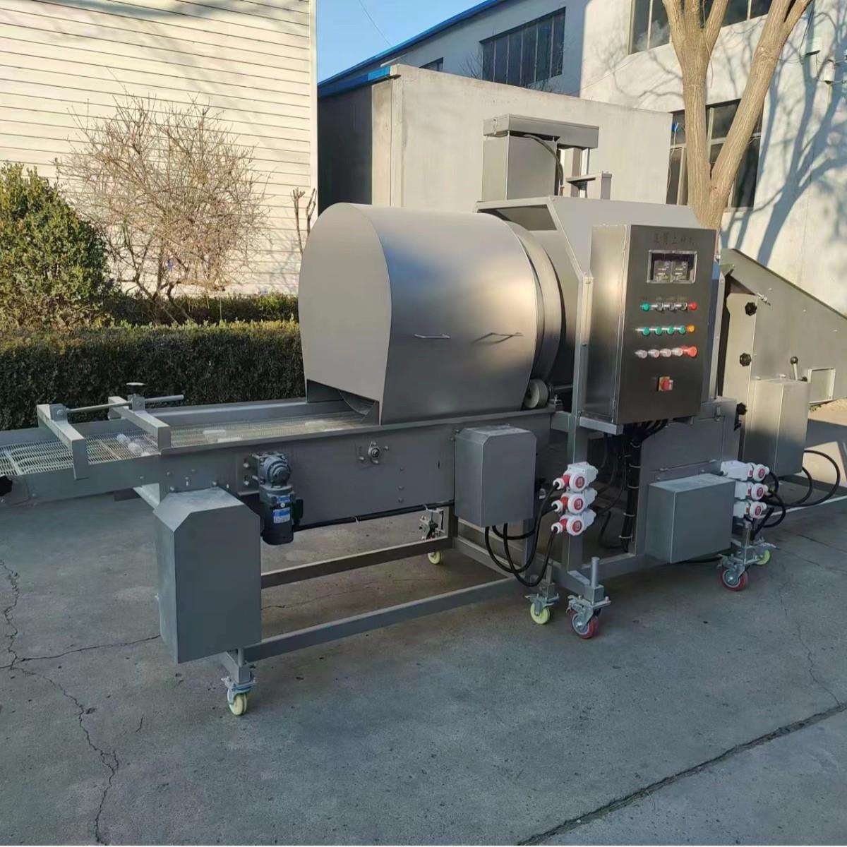 全自动鸡块滚筒上粉机土豆块上粉机巴沙鱼生产厂家自动滚筒裹粉机