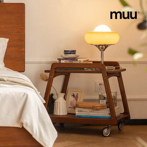 MUU/悠悠小推车北欧实木边几沙发角几复古网红家具置物架收纳餐车