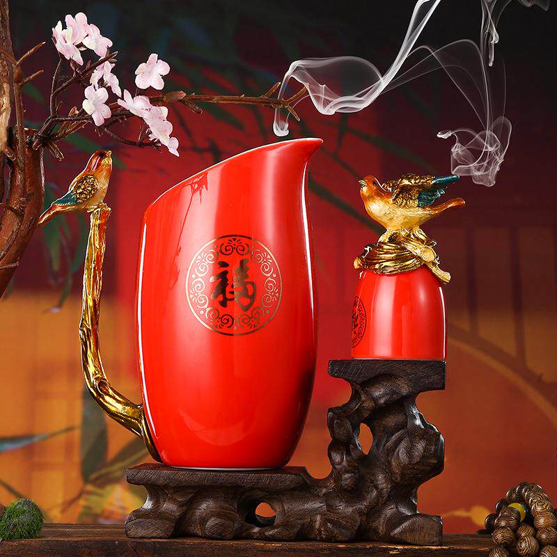 喜鹊白酒杯套装高颜值玻璃杯分酒器陶瓷白酒杯子一套家用创意酒具