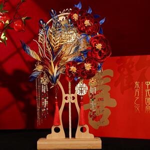缠花团扇凤凰重工手工diy新娘婚礼双面高级感成品闺蜜结婚礼物