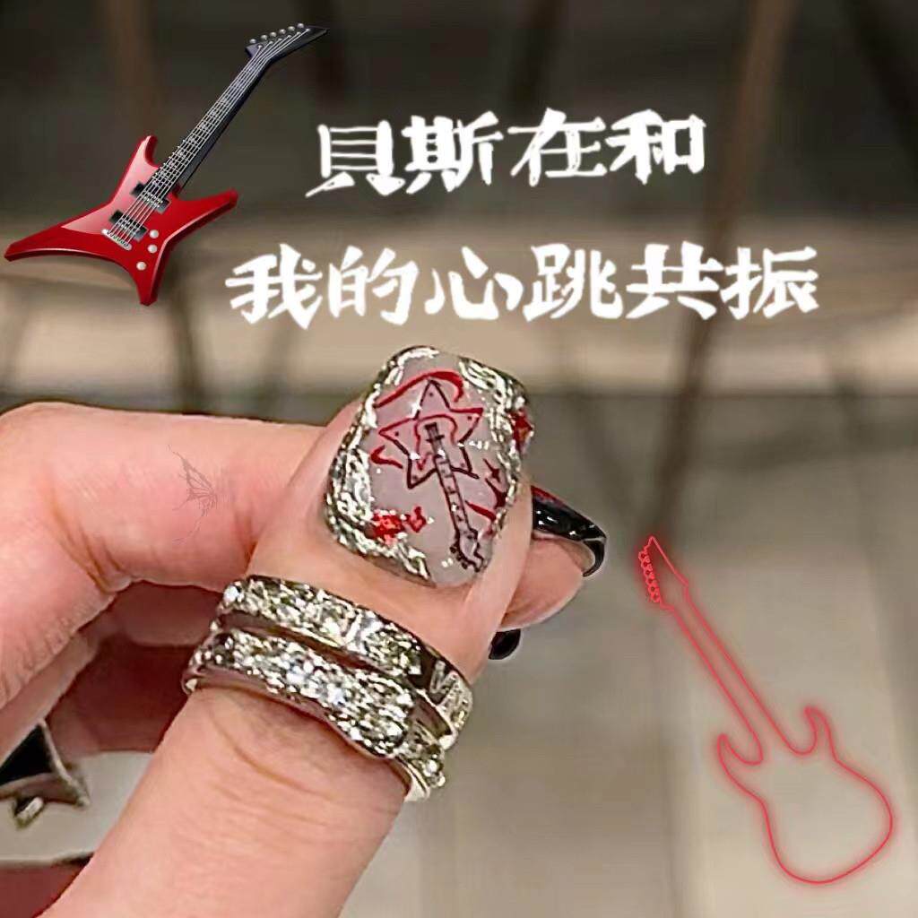 摇滚贝斯手演唱会原创设计甜酷亚文化辣妹朋克纯手工穿戴甲短款