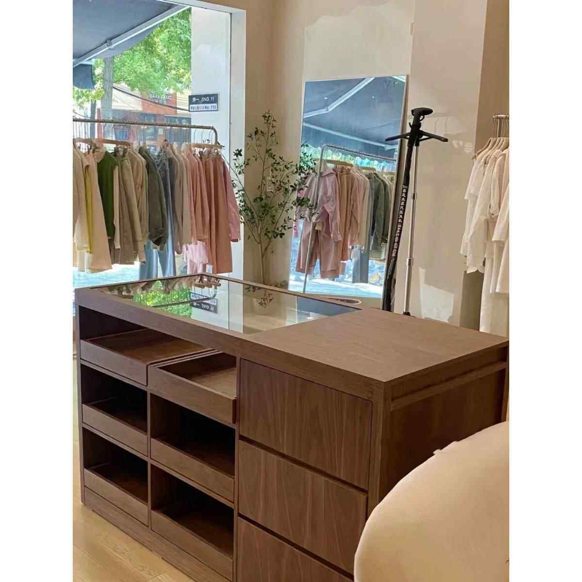 吧台轻奢高级感简易服装店收银台店铺小型美容院柜台前台桌接待台