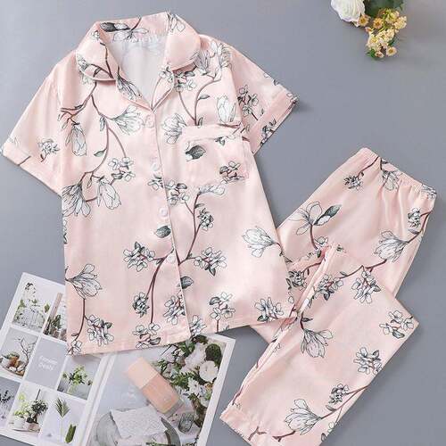 Women Striped Embroidered Button Front Shirt Elastic Waist