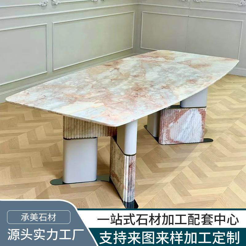 源头工厂四粉餐164桌天然大理石奢宅石餐厅别墅豪酒大平层店商品